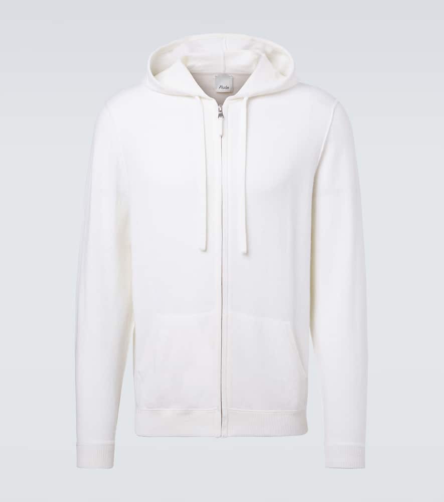 Zip-up wool and cashmere hoodie
