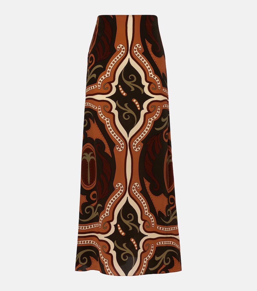 Printed silk maxi skirt