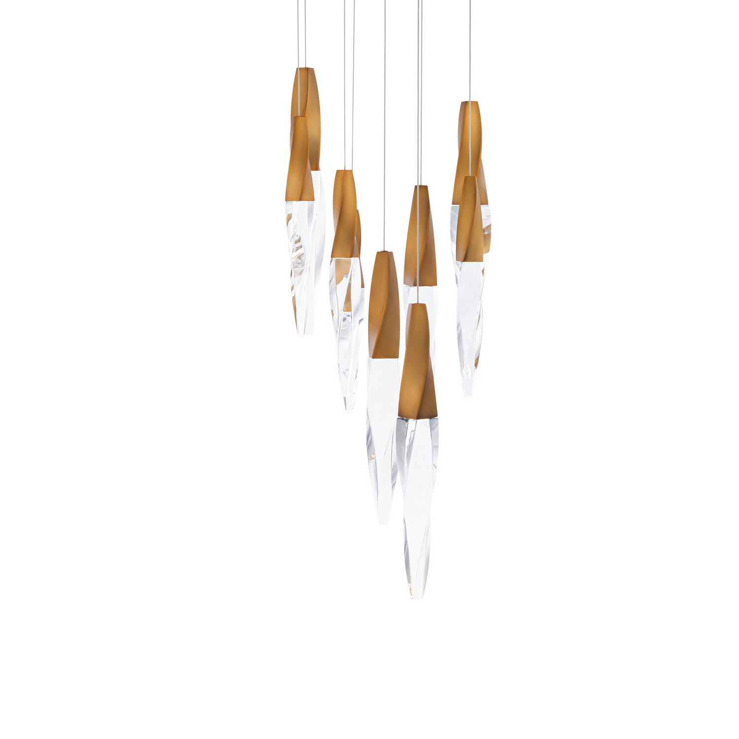 Kindjal 9-Light LED Pendant in Aged Bra