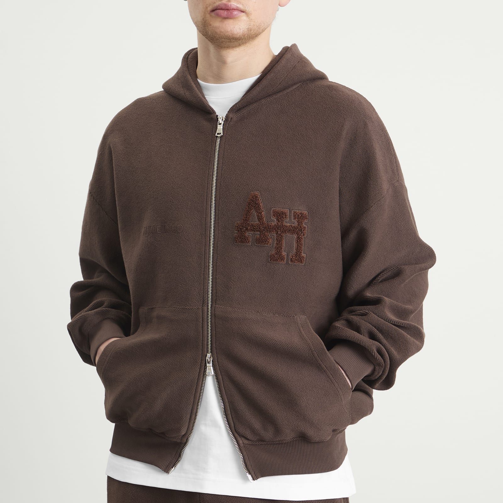 Men's Inside Out College Zip Hoodie Washed Brown