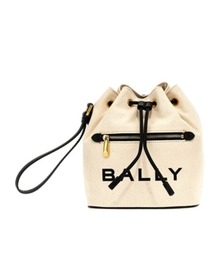 Bally Logo Printed Bar Mini Bucket Bag