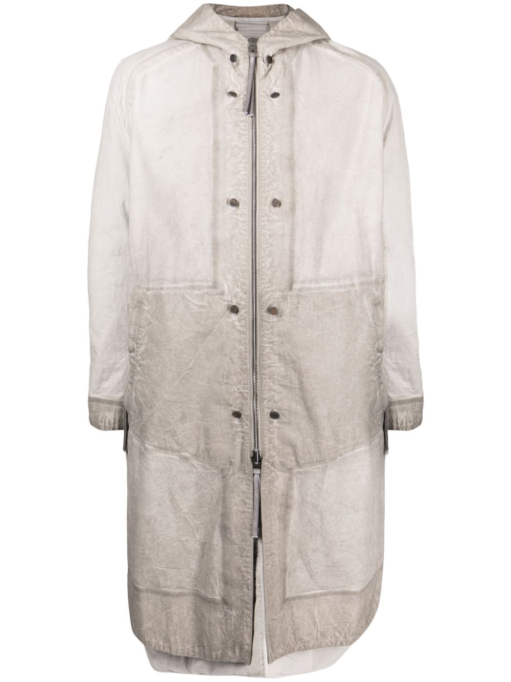 Faded-effect hooded parka - Grey
