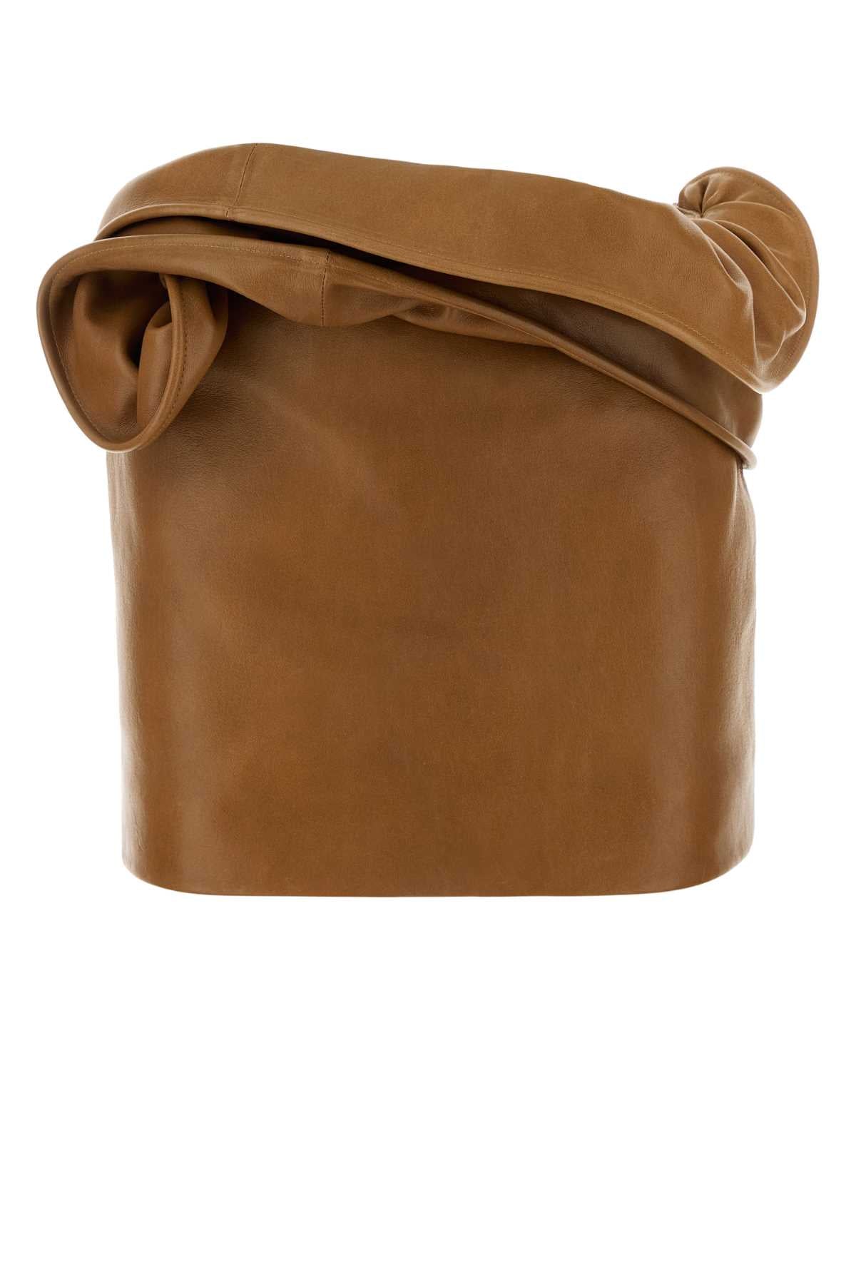 Leather Mini Skirt — Camel