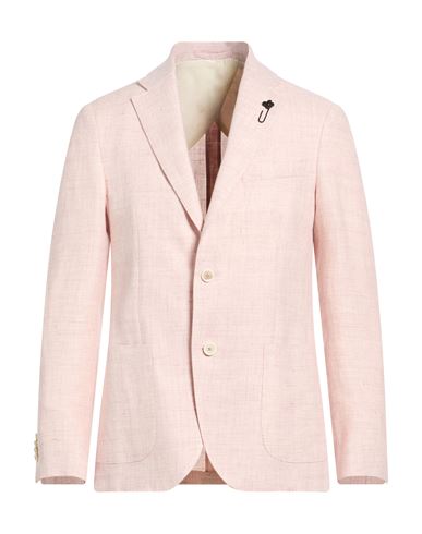 Man Blazer Pink Size 42 Linen, Virgin Wool