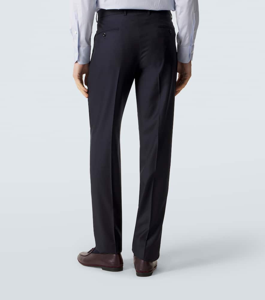 Pleated virgin wool straight pants