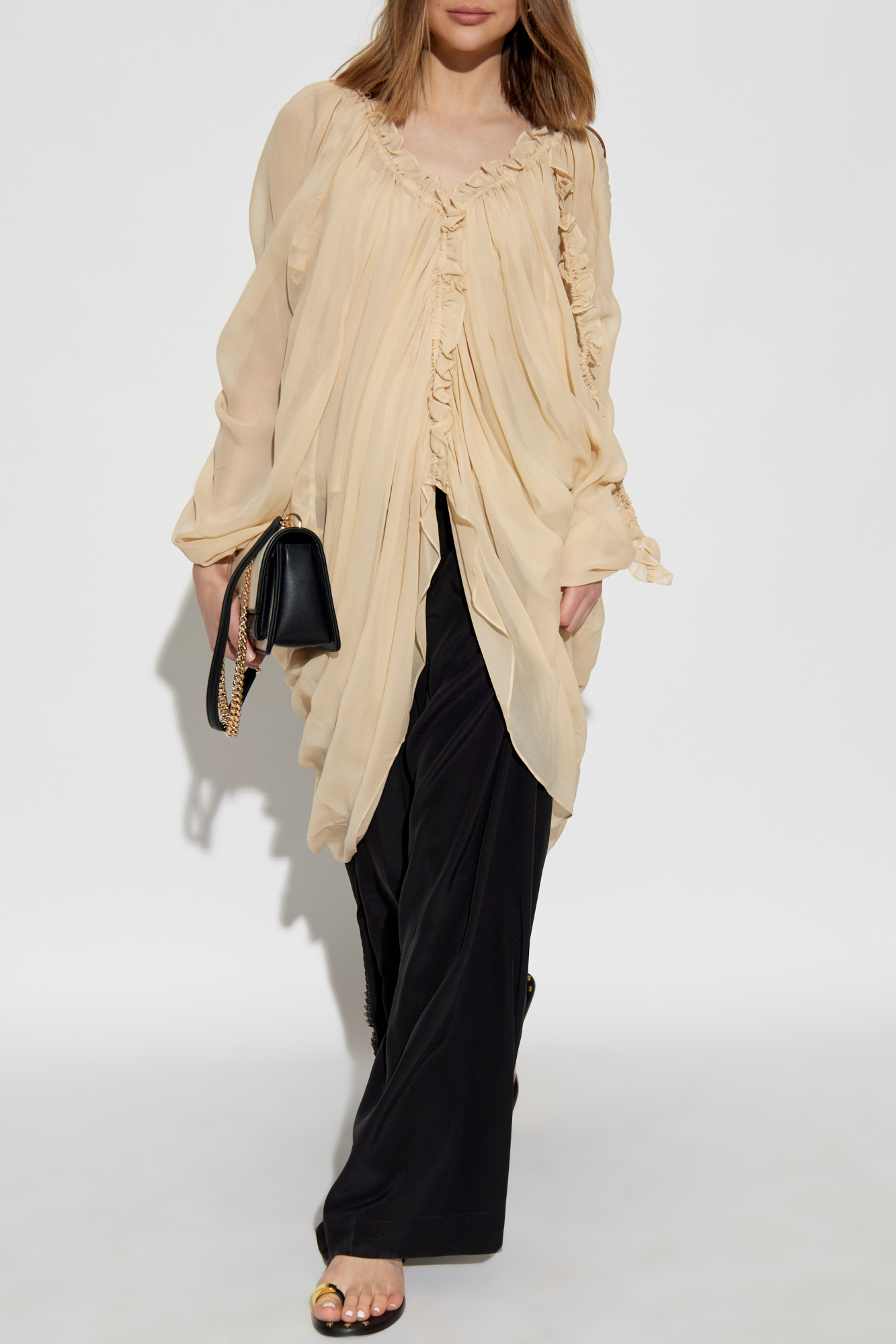 Chiffon Top, Women's, Beige