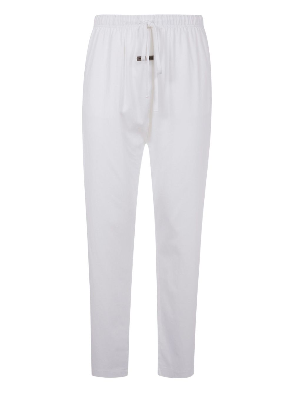 Elasticated-waist tapered trousers - White