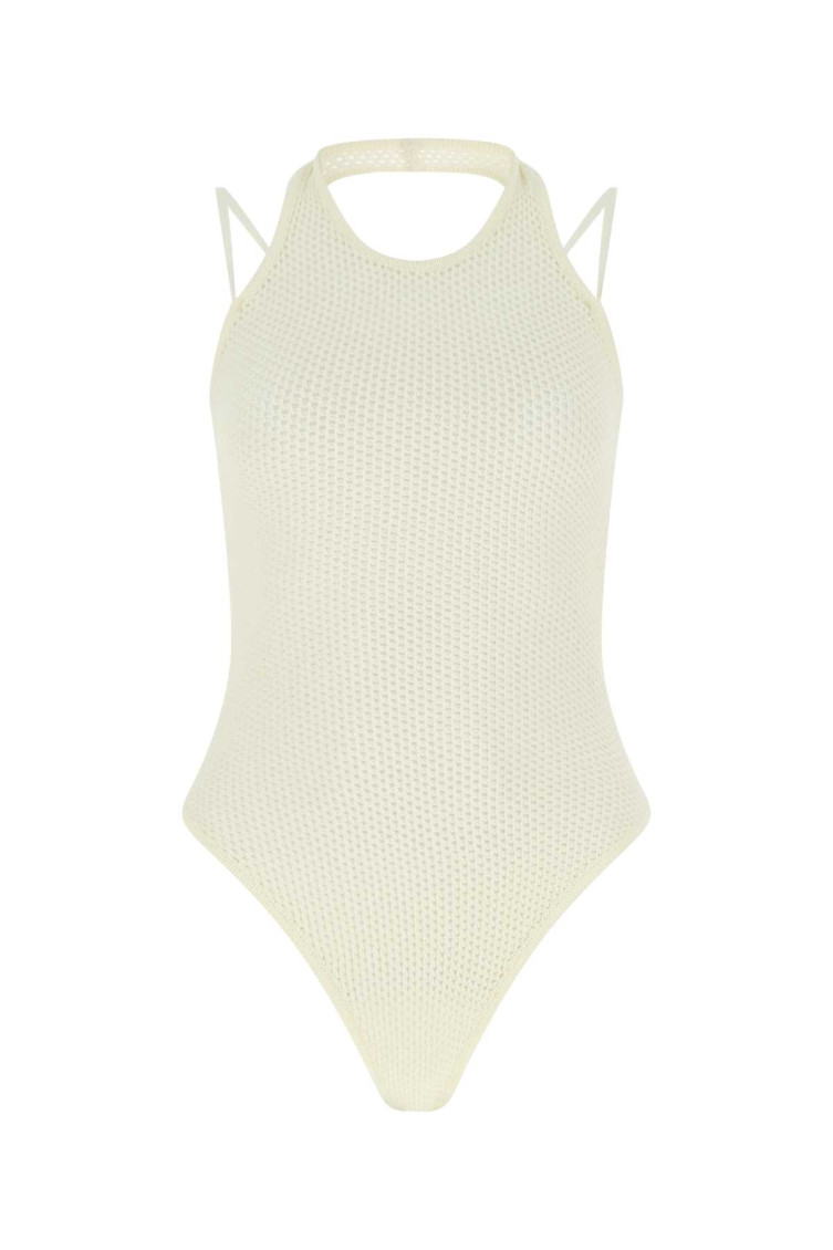 ANDREĀDAMO Ivory Stretch Viscose Blend Bodysuit