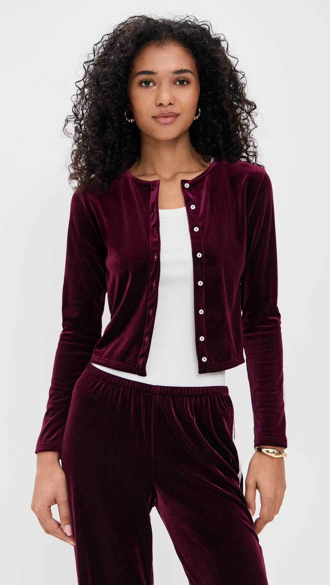 Eloise Velvet Cardigan Wine