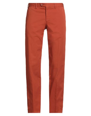 Man Pants Orange Size 40 Cotton, Elastane