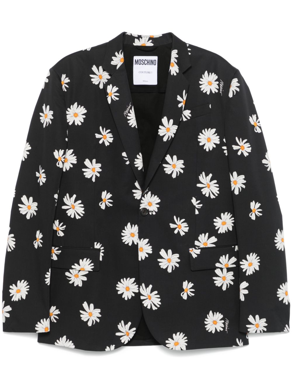 Floral-print blazer - Black