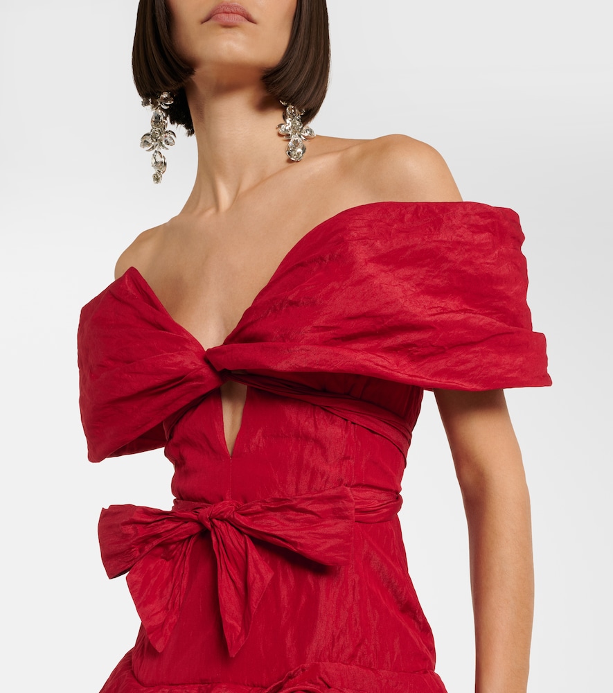 Off-shoulder cotton-blend taffeta minidress