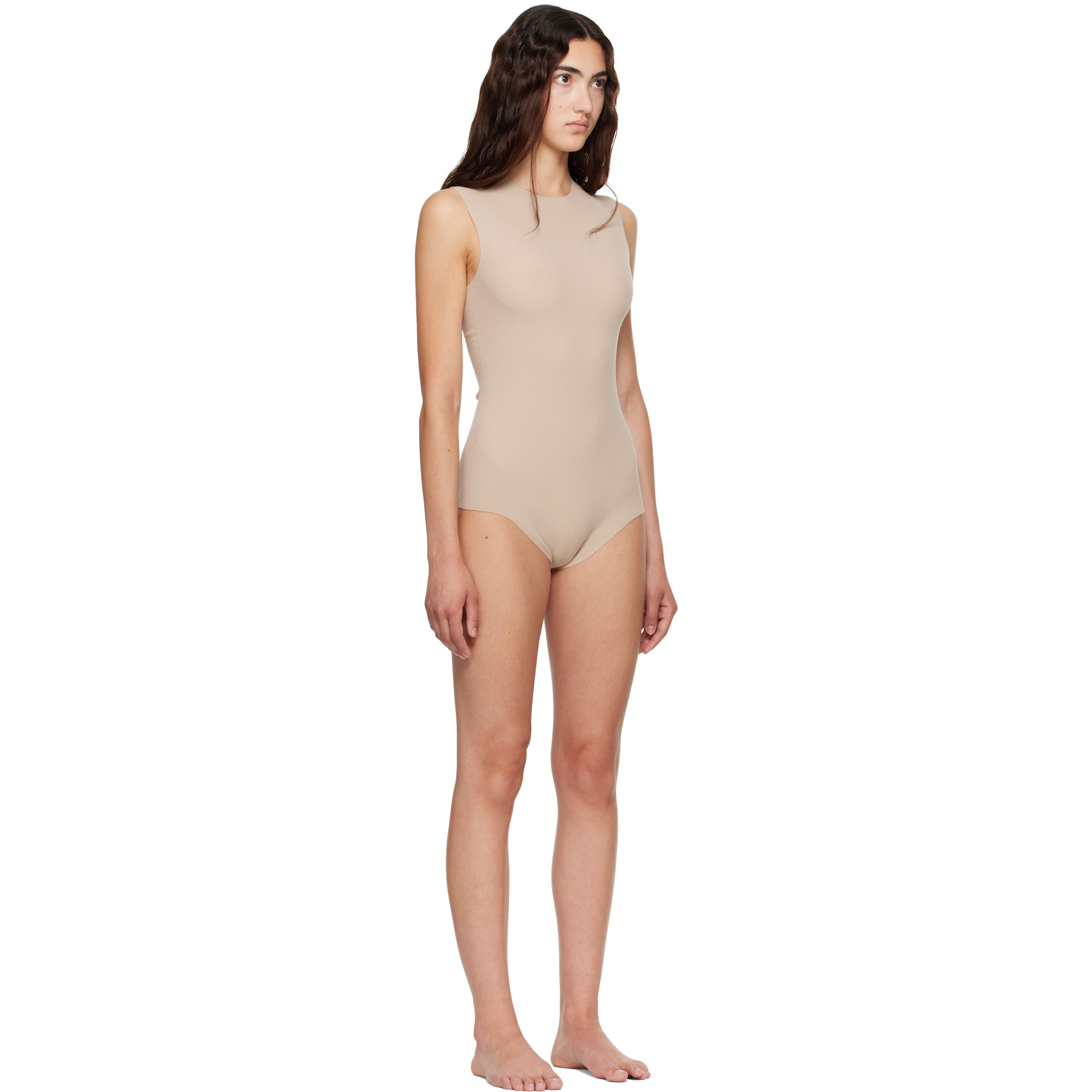 Beige Sleeveless Bodysuit