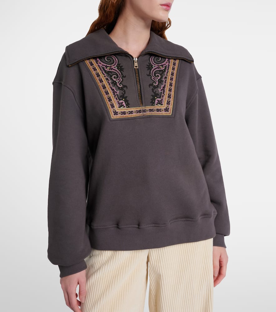 Printed cotton half-zip sweatshirt