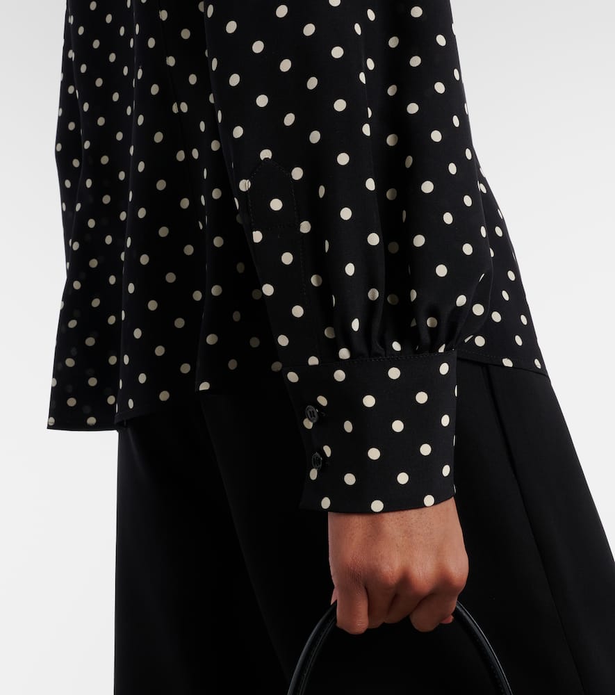 Bow-detail polka-dots silk shirt