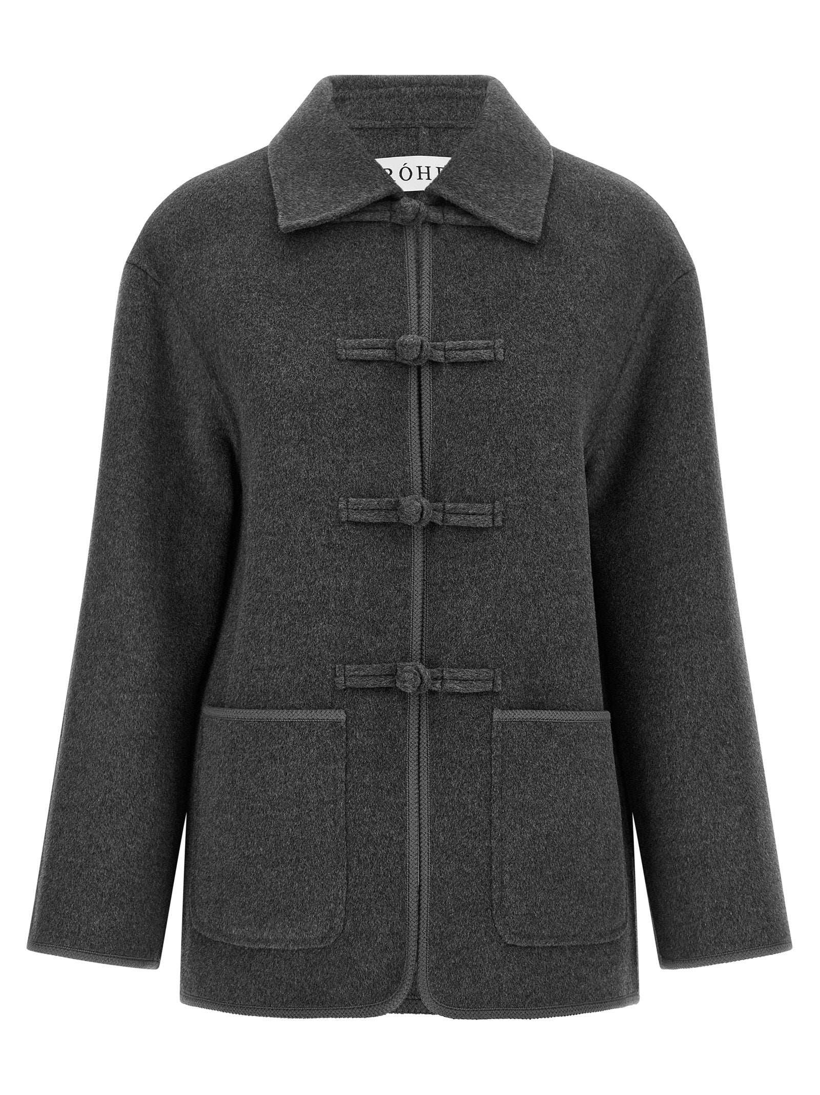 Wool-Cashmere Pankou Closure Coat — Grey