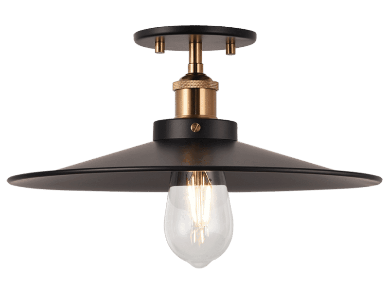 Aged Gold Brass One Light Flush Mount from the Bulstrode'S Workshop Collection