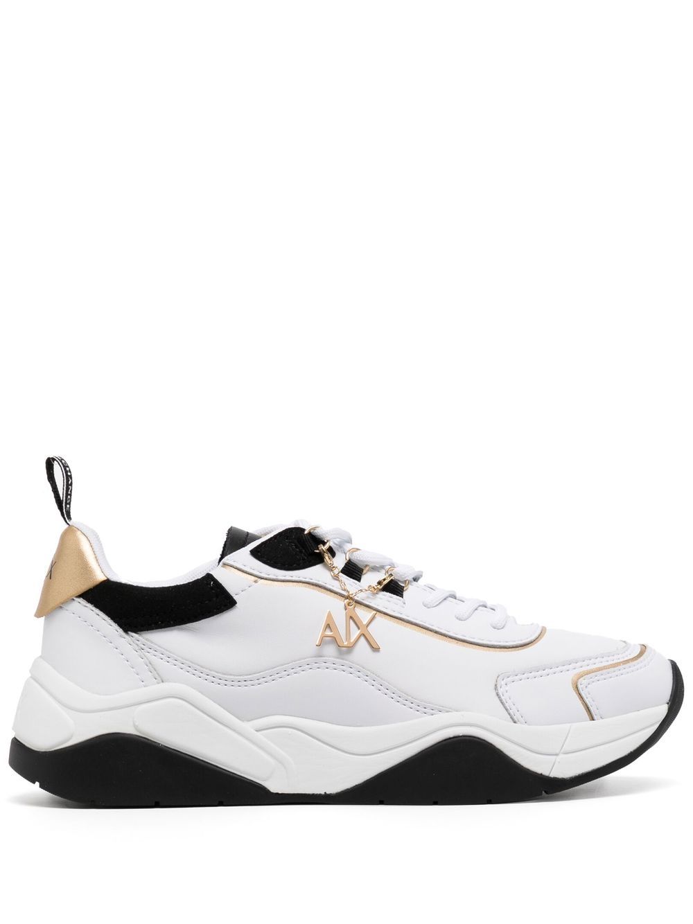 Logo-charm leather lace-up sneakers - White