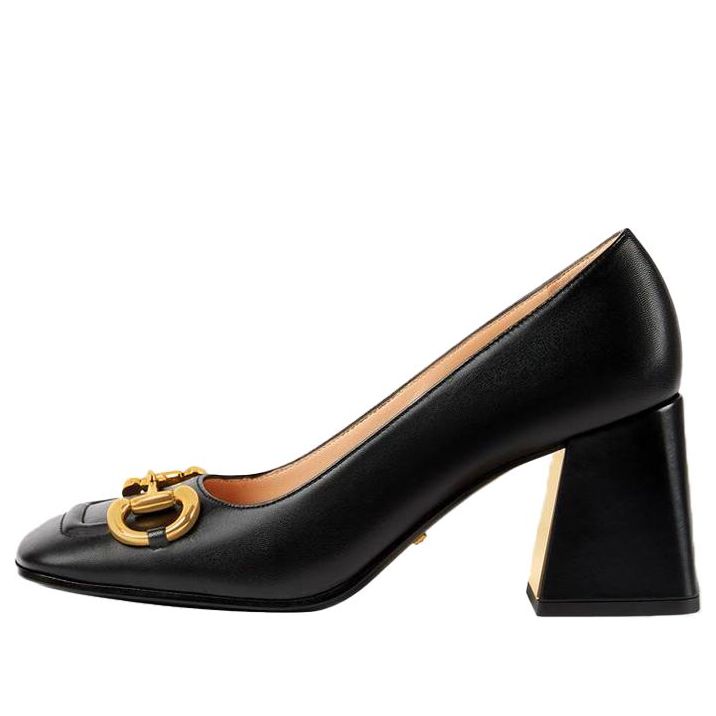 (WMNS) Mid-heel Pump with Horsebit 'Black Leather'