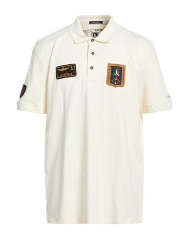 Man Polo shirt Cream Size M Cotton, Elastane