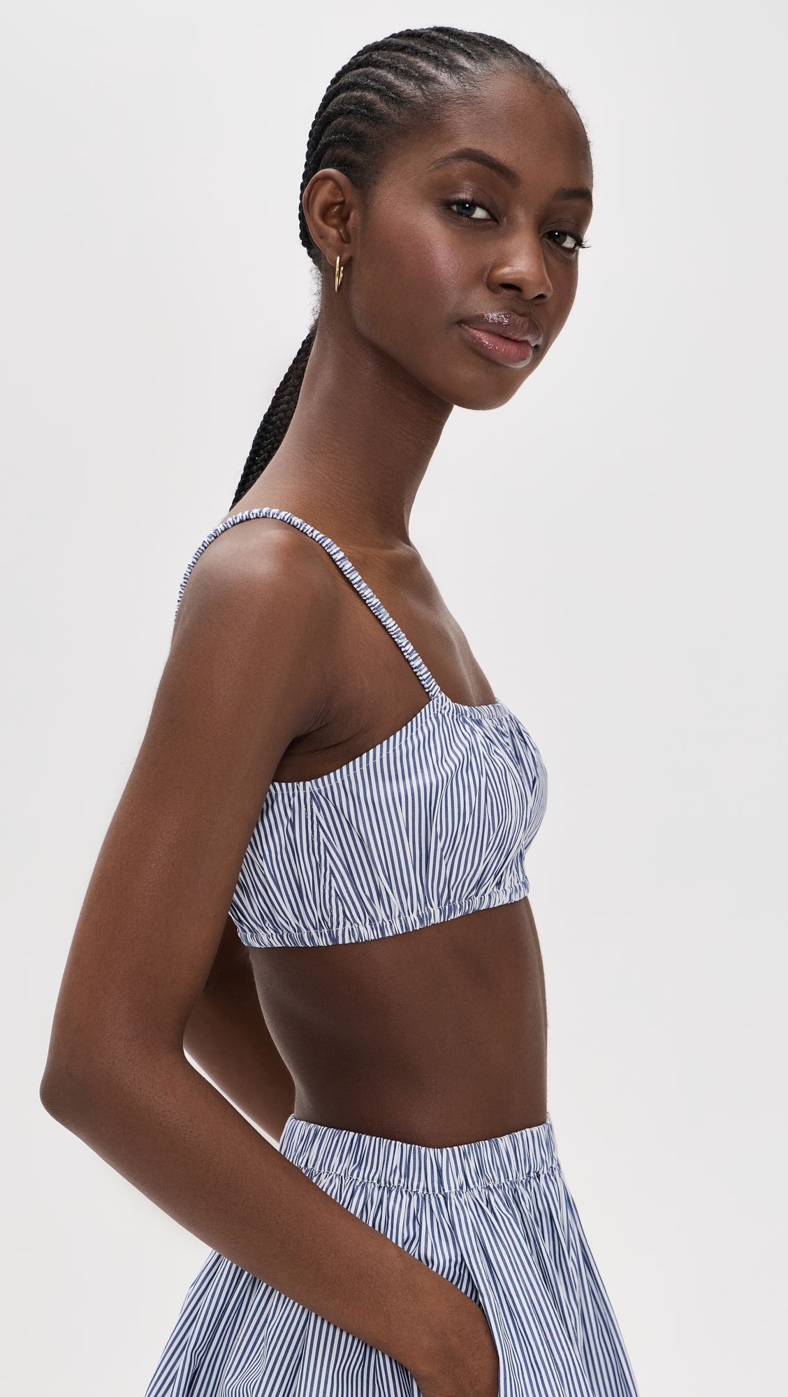 Bea Shirred Bra Top Navy Stripe