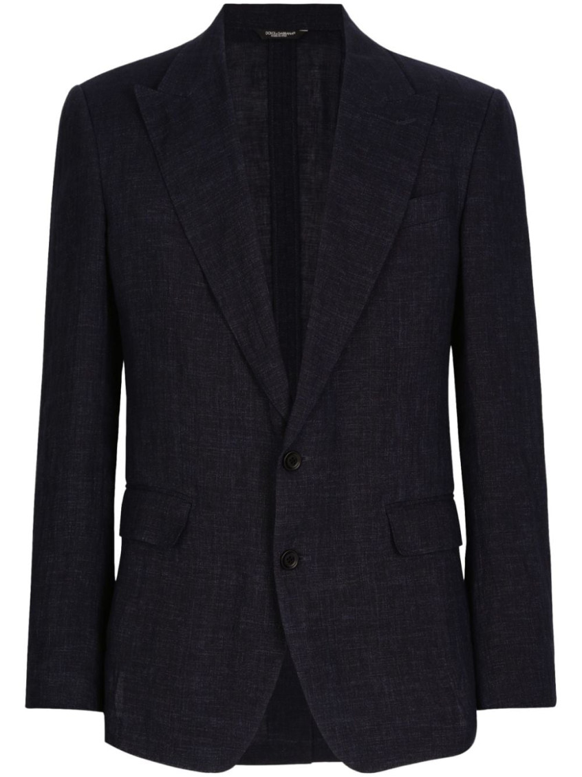 Linen-blend Single-breasted Blazer