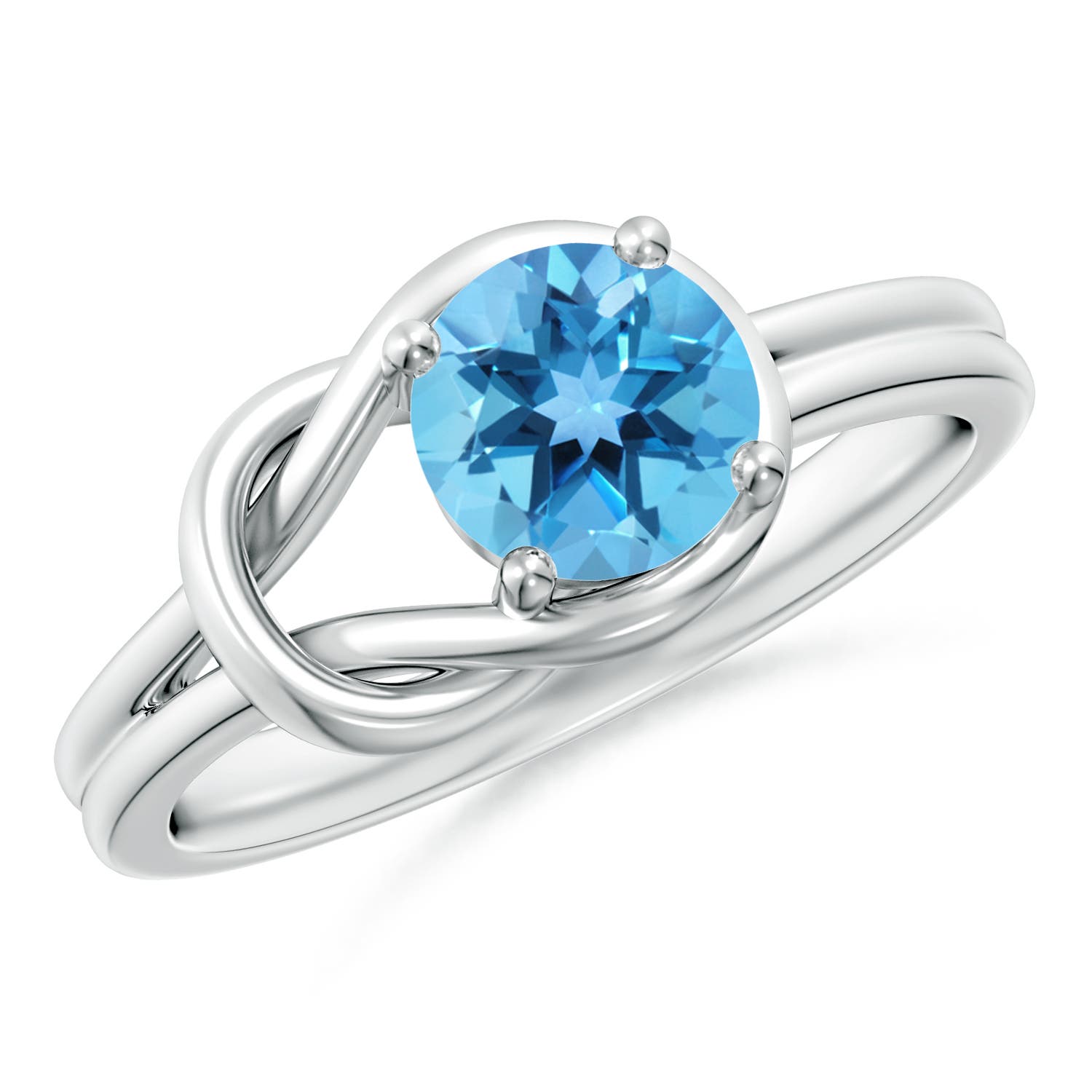 Angara 0.95 Carat Solitaire Swiss Blue Topaz Infinity Knot Ring in Platinum