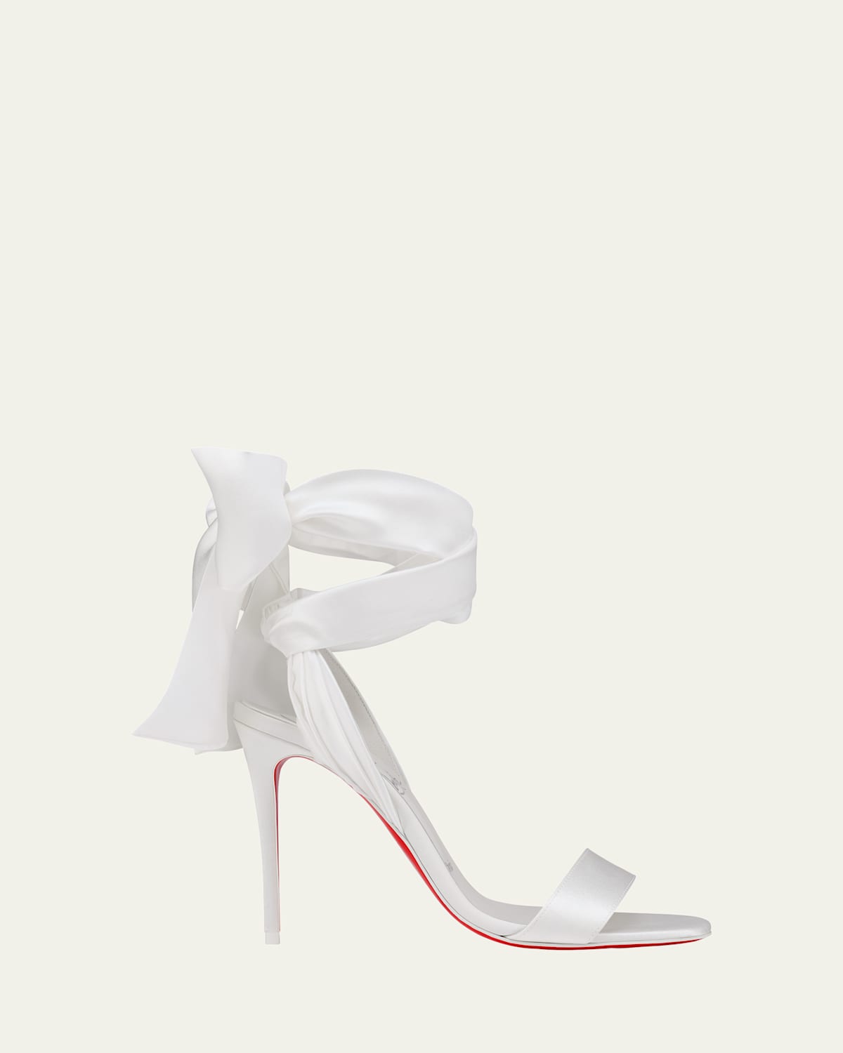 Red Sole Ribbon Ankle-Wrap Stiletto Sandals