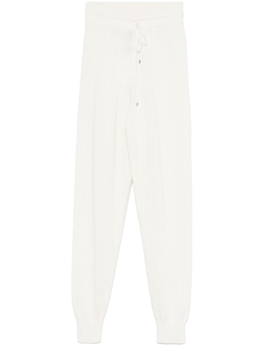 Pointelle-knit trousers - White