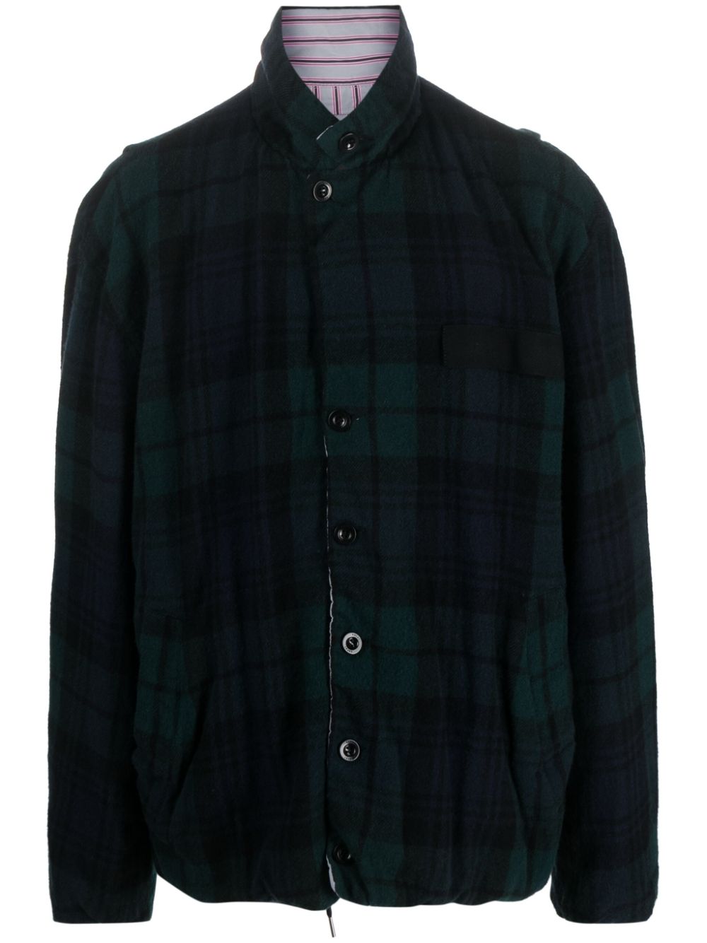 Pinstripe-pattern wool jacket - Blue