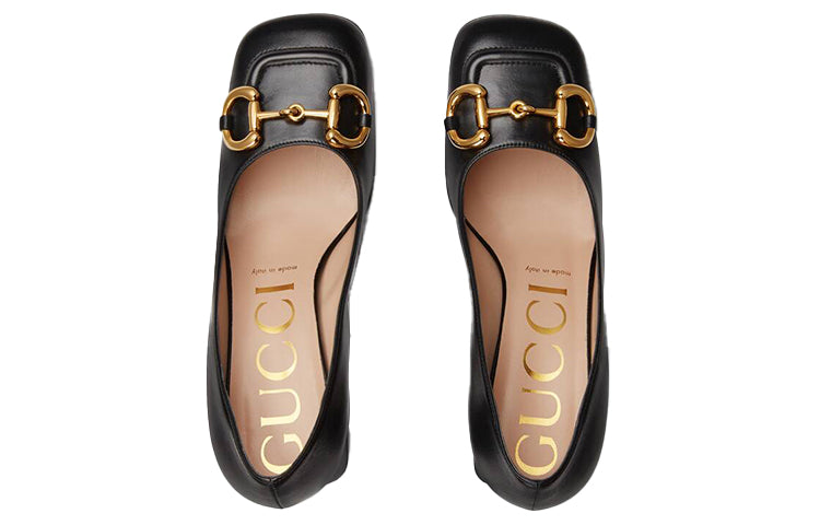 (WMNS) Mid-heel Pump with Horsebit 'Black Leather'