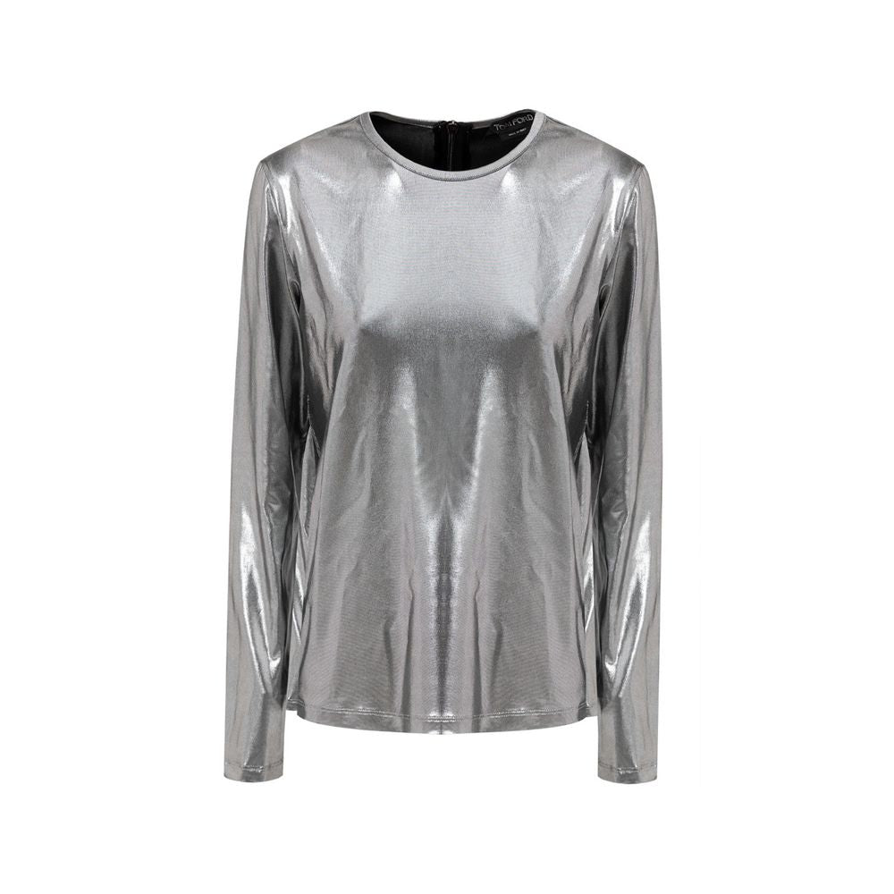 Metallic Viscose Shirt — Silver