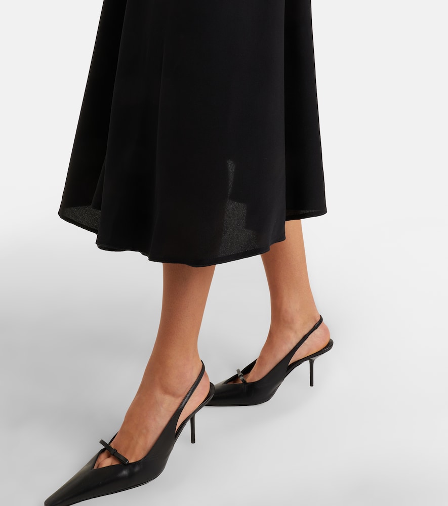 Lace-trimmed crêpe satin midi dress