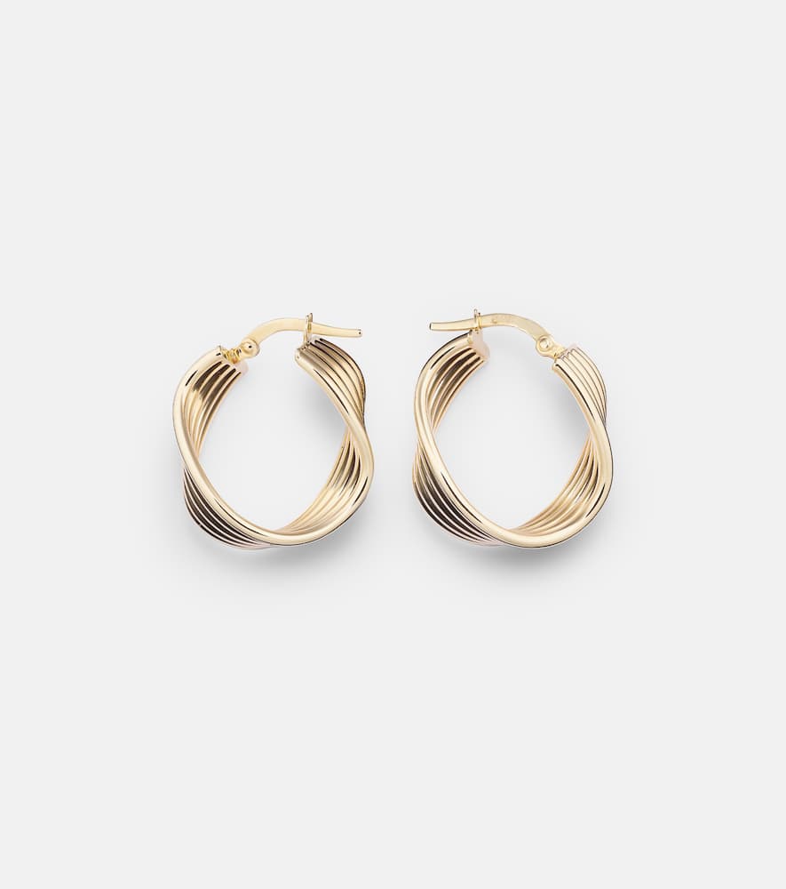 Stone and Strand Swerve 10kt gold earrings