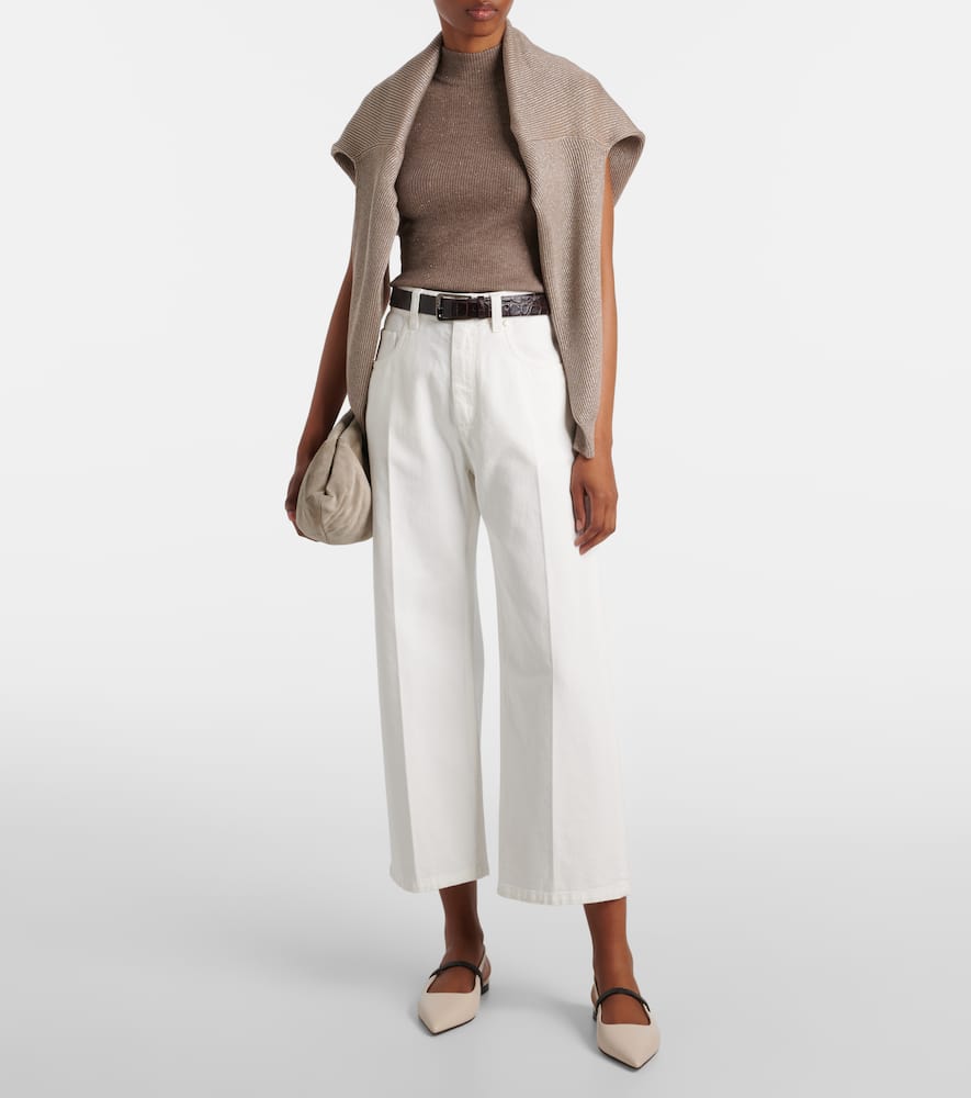 Ribbed-knit turtleneck top