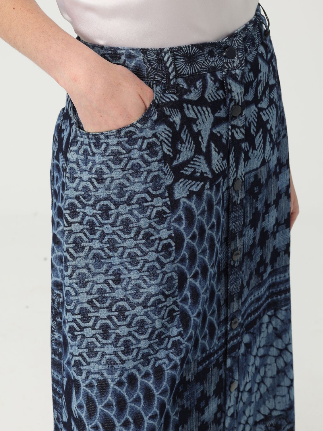 Emporio Armani printed denim skirt - Blue