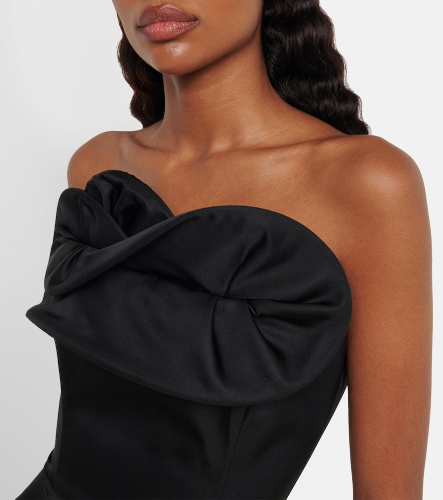 Ruffled wool and silk bustier top
