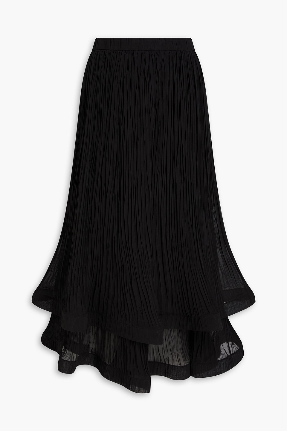 Plissé-georgette midi skirt - Black - UK 8