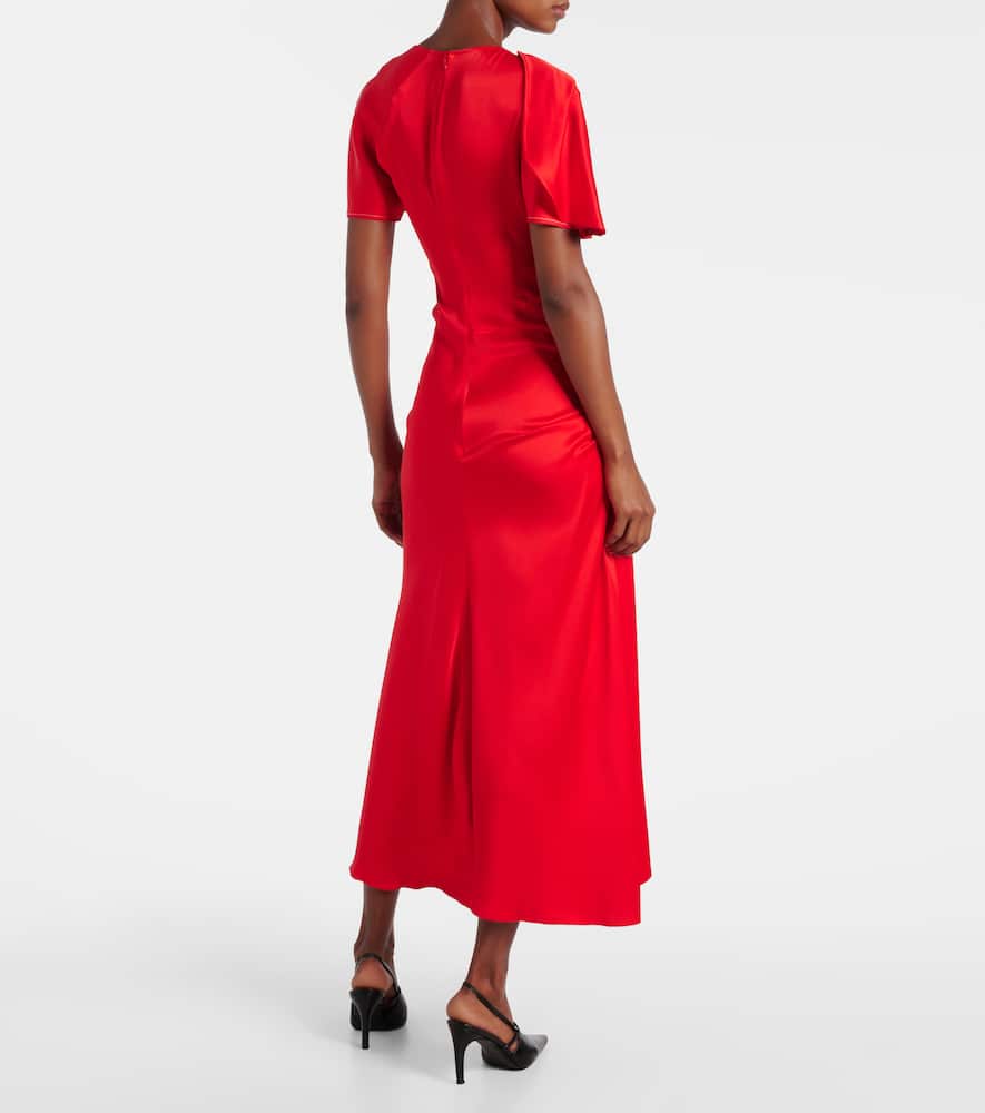 Draped gathered midi dress