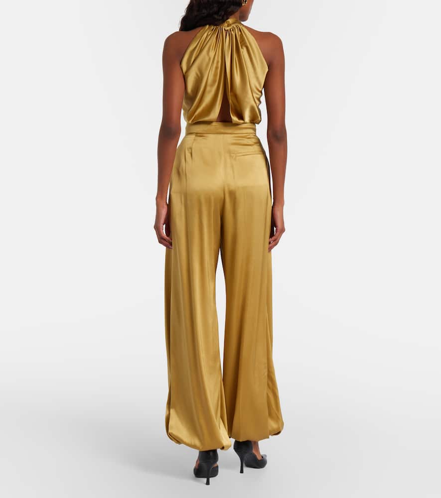 Silk-blend satin wide-leg pants