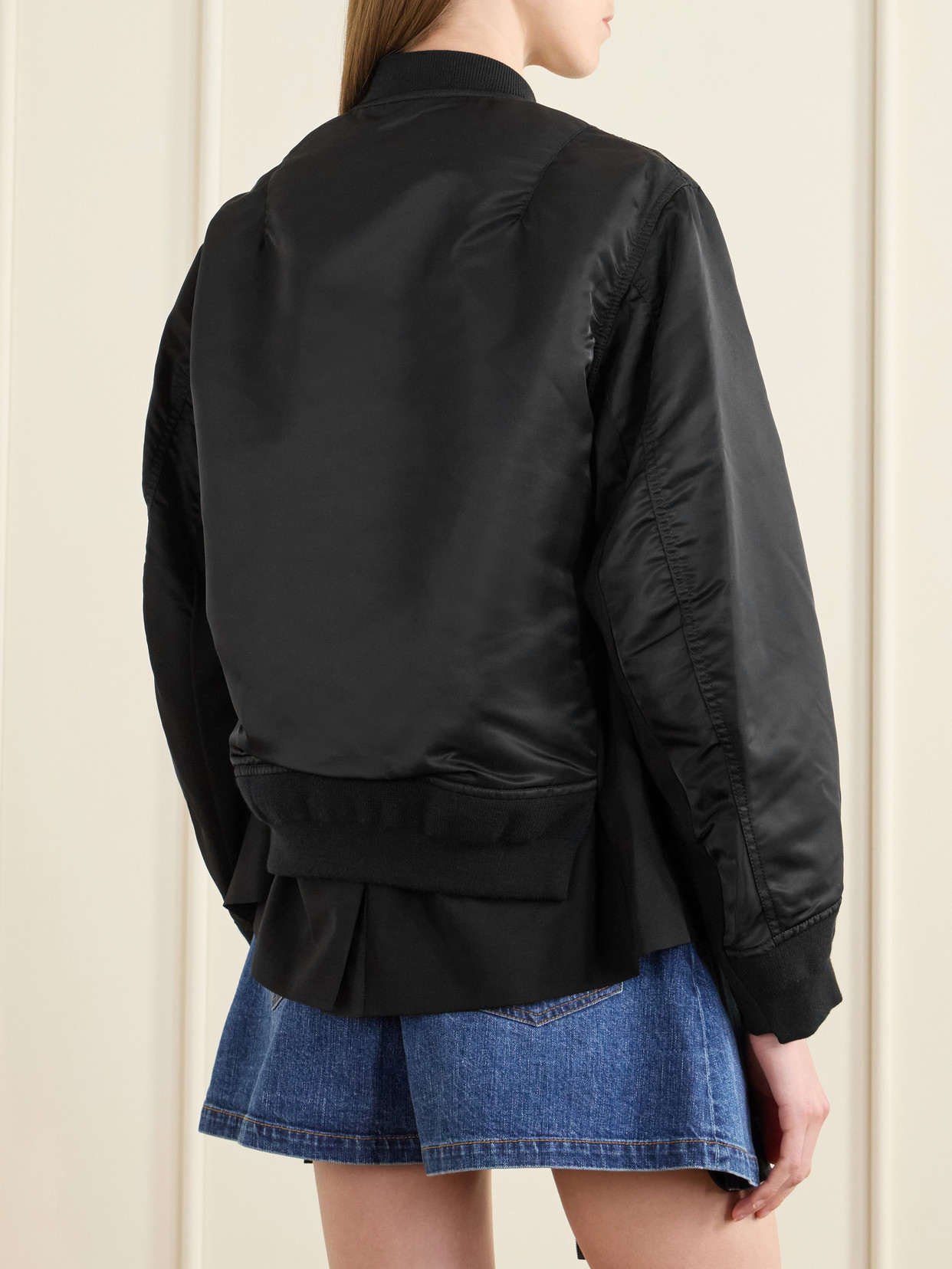 Padded Twill Bomber Jacket - Black