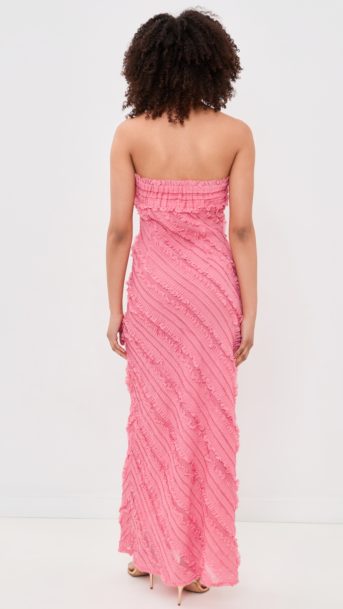 Strapless Ruffled Maxi Dress Guava