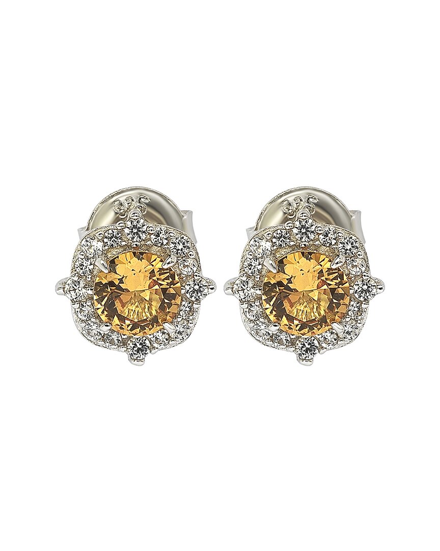 Silver 0.02 Ct. Tw. Diamond & Sapphire Earrings