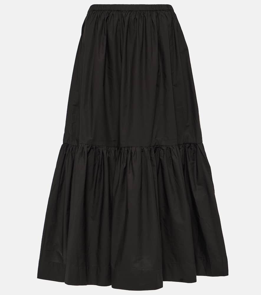 Cotton poplin midi skirt