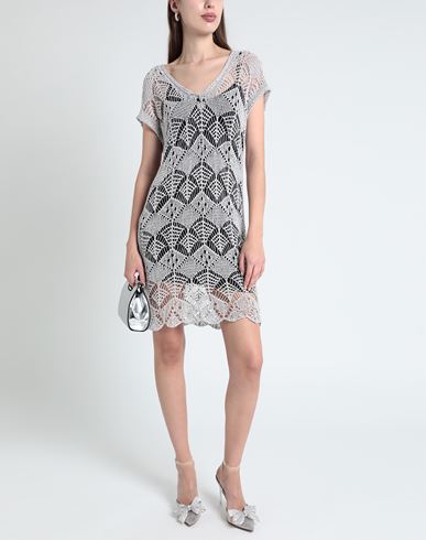 Woman Mini dress Grey Size 6 Acrylic, Polyamide