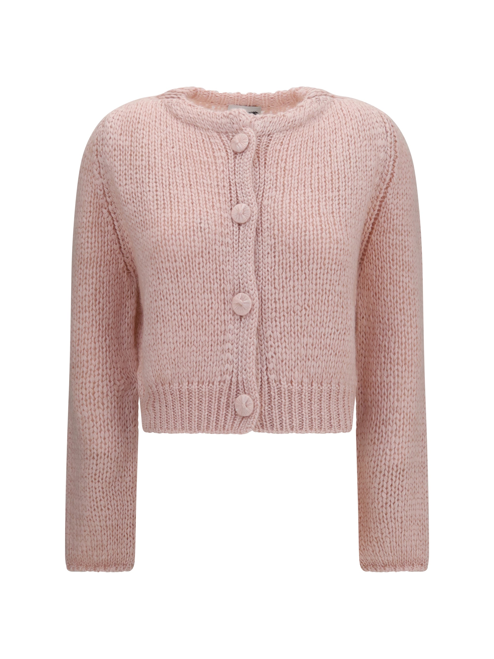 Chunky Knit Button Cardigan — Pink