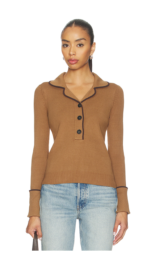 Monse Knitted Pajama Top in Brown. M. Also in