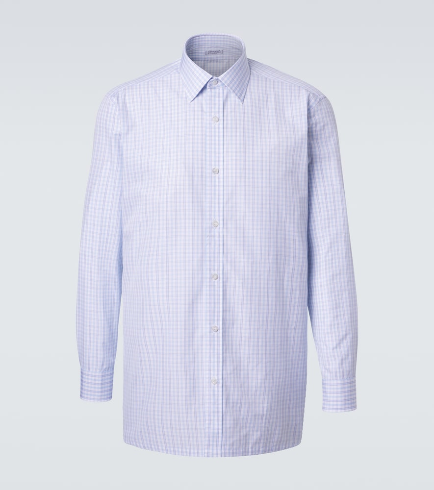 Checked cotton poplin shirt