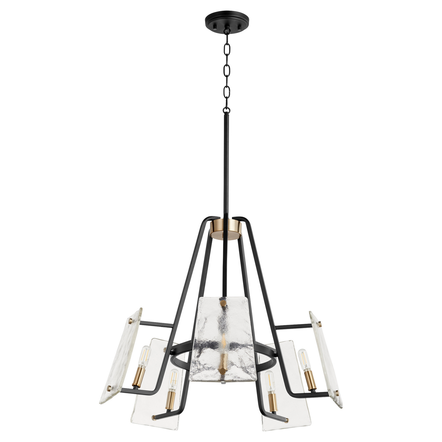 Tioga 5-Light Chandelier in Textured Black w with Aged Bra