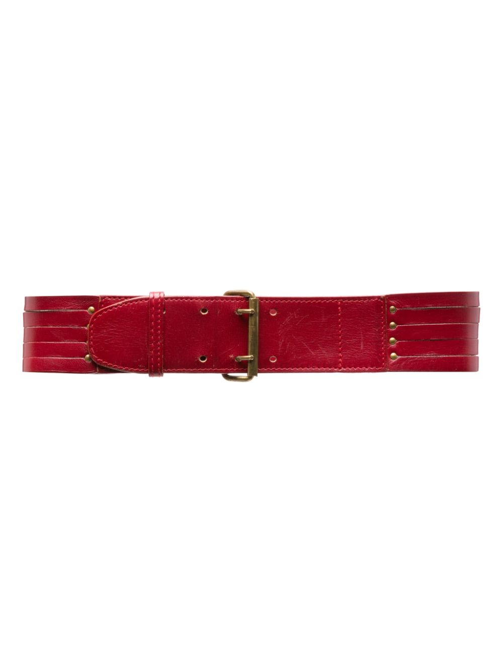 Cut-out leather belt - Red